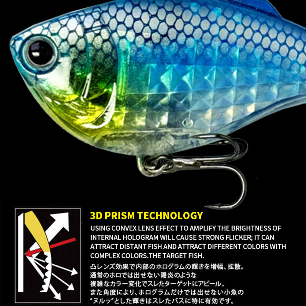 Cheery 60mm 14.7g Midwater Vib Fishing Lure Rattle Vibration Artificial Hard Bait Noisy Wobblers Pike Bass Zander Sea Bass – VIB – view 2